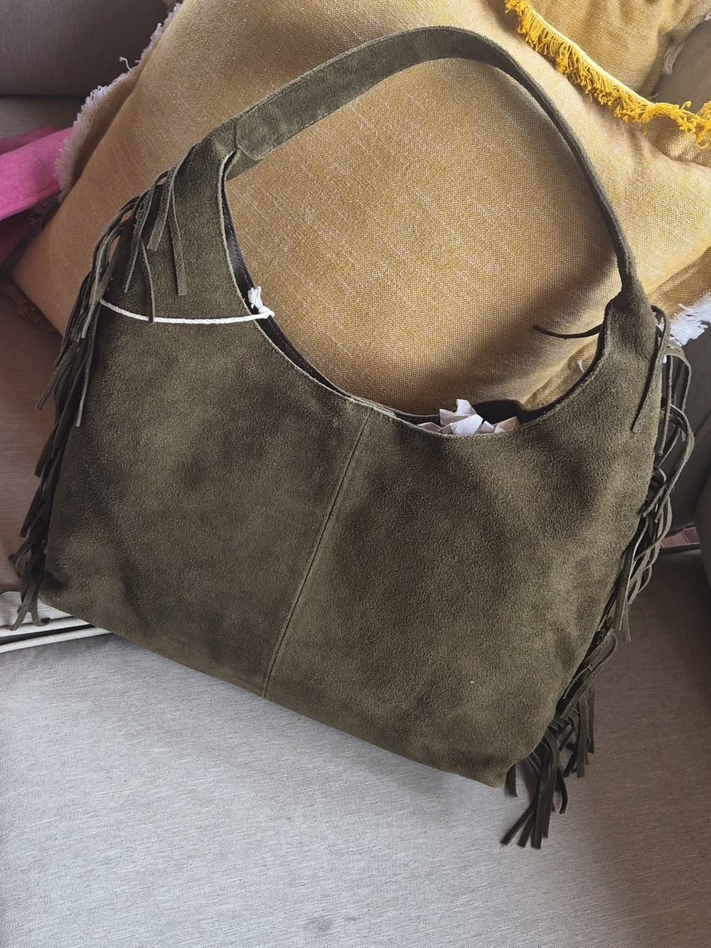 Haute Hippie Green Suede Fringe Bag - Picture 3 of 4